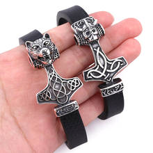 Pulseiras viking de aço inoxidável, braceletes tamanho norse thor cosplay joias para homens e mulheres 2024 - compre barato