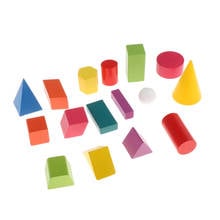 16x 3D Shapes Geometric Solids Wooden Montessori Toys Math Games Toys Blocks 2024 - buy cheap