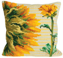 Coxim trava gancho kit sol flor travesseiro esteira diy artesanato flor 42cm 42cm ponto cruz bordado crocheting coxim 2024 - compre barato