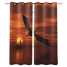 Dragon Wings Sky Sunset Landscape Sea Curtains for Kids Boys Girls Room Living Room Window Drapes Curtain Window Treatments 2024 - buy cheap
