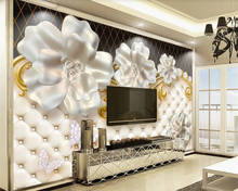 Papel de parede personalizado 3d flores joias tridimensional alto luxo pacote macio decoração de parede de fundo de tv pintura 2024 - compre barato