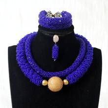 Dudo Store Fine Jewelry Sets For Women Royal Blue and Gold Bold Necklace Set African Beads Set 2 Layers Trukish Jewellery Set 2024 - buy cheap