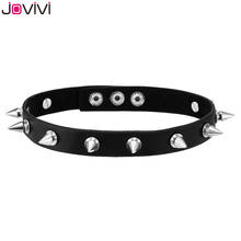 Jovivi 1 pc Leather Gothic Collar Necklaces Punk Choker Necklace Men Women Cool Punk Rivet Necklace Adjustable 14-15.5"inches 2024 - buy cheap