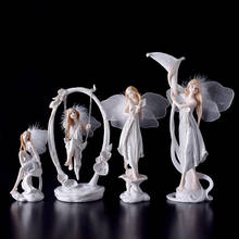 Resina moderna anjo figurinhas artes e ofícios kawai decoração de casamento presente fada jardim flor menina em miniatura decoração para casa 2024 - compre barato