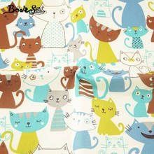 Booksew-tela de sarga de algodón con diseño de gatos, tejido de algodón con diseño de dibujos animados, 100% para bebés, DIY, en blanco 2024 - compra barato