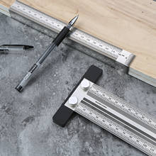 Régua de linha de marcação em aço inoxidável, buraco em forma de t/ângulo reto, régua para inscrição, carpintaria, ferramenta de medição 2024 - compre barato