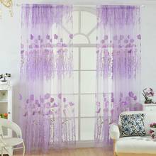 Cortina Jacquard con diseño Floral para ventana, tela de tul transparente para dormitorio, sala de estar, moderna, prefabricada, 1 ud. 2024 - compra barato