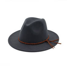 European  Men Women Imitation Woolen Winter Women Felt Hats Fashion Black Top Jazz Hat Fedoras Chapeau SombreroHF110 2024 - buy cheap