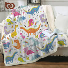 Постельное белье на выход, милое одеяло с динозавром для детей, забавные постельные принадлежности, красочное одеяло с рисунком животных, пушистое одеяло, Прямая поставка 2024 - купить недорого