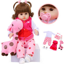 Кукла реборн Мягкая силиконовая для новорожденных, 19 дюймов, 47 см, Реалистичная кукла-младенец с жирафом, игрушки для детей на Рождество 2024 - купить недорого