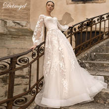 Dettel-vestido de novia de corte en A, prenda Sexy de manga larga con cuello Corazón, estilo bohemio, con preciosos apliques, novedad de 2020 2024 - compra barato