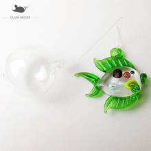 Estatuilla de vidrio flotante de peces de burbujas hecha a mano, accesorios de decoración de Acuario, colgante en miniatura, estatua de animal marino verde, adornos 2024 - compra barato