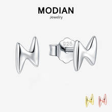 Modian Hot 100% 925 Sterling Silver Small Lightning Fashion Stud Earrings For Women Cute Gold & Rose Gold Color Fine Jewelry 2024 - buy cheap
