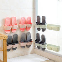 Wall Mounted Shoe Holder Organizer Wall Hanging Sticky Display Folding Shoe Storage Rack Hanging Shelf Home Bathroom Organizer 2024 - buy cheap