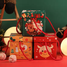 5Pcs New Year Gift Bag With Window Christmas Eve Apple Box Candy Cookie Paper Case Clothes Doll Packaging Reindeer Snowman Bells 2024 - buy cheap