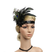 Diadema de plumas Flapper de lentejuelas Vintage para mujer, tocado con cuentas de cristal para fiesta de boda, accesorios para el cabello de moda 1920s 2024 - compra barato