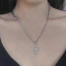 Colar feminino com pingente de cobra, joia de aço inoxidável com estilo minimalista 2024 - compre barato