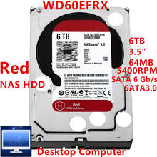 Novo hdd para wd marca red 6tb 3.5 "sata 6 gb/s 64mb 5400rpm para disco rígido interno para nas disco rígido para wd60efrx 2024 - compre barato