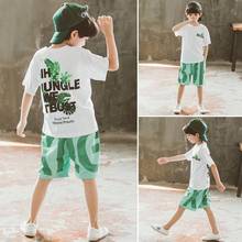 Summer clothing sets for boys 3-15T kids cotton t-shirt+shorts 2pcs/set children shirt kids shorts teenage outfit sport clothes 2024 - buy cheap