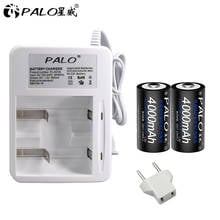 Palo-batería recargable Ni-MH C de 1,2 V y 4000mAh, cargador de batería AA, AAA, C y D de 2 ranuras, pantalla LED de Carga inteligente rápida, convertidor de la UE 2024 - compra barato