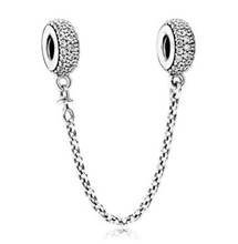 Abalorio de plata esterlina 925 auténtica, cadena de seguridad de cristal, compatible con pulsera y collar, joyería artesanal 2024 - compra barato