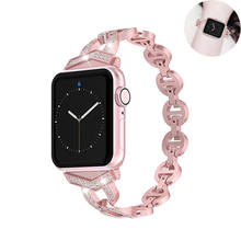 Ремешок для Apple Watch 38 мм 40 мм 42 мм 44 мм Стразы с бриллиантами pulseira металлический ремешок для iwatch Apple Watch 5/4/3/2/1 2024 - купить недорого
