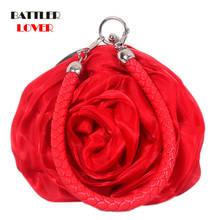 Purple Pink Red Ivory Gold Lovely Flower Rose Evening Bag Woman Clutch Coin Purse Bridal Wedding Bags Party Mini Bag 2024 - compra barato