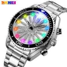 SKMEI Quartz Women's Watches Colorful LED Light Ladies Dress Bracelet Clock Steel Strap Waterproof Wristwatch Relogio Masculino 2024 - buy cheap