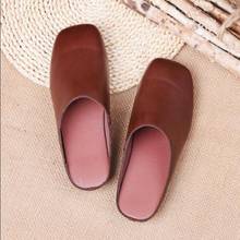 New Fashion Simple Comfortable Flats Genuine Leather Slippers Sandals Casual Women Soft Cowhide Flip Flops Woman Flat Shoes 2024 - buy cheap