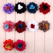 (120 unids/lote) 2,6 "10 colores moda tela a ganchillo flor para niños Flor de satén colorida para accesorios para el cabello 2024 - compra barato