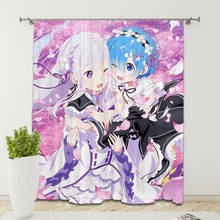 Cortinas opacas con estampado 3D de Ram Rem para decoración del hogar, Popular Anime, para dormitorio de niños, sala de estar, 02 2024 - compra barato