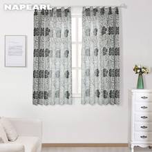 NAPEARL Short jacquard floral design semi-blackout curtains treatments modern curtains for kitchen living room window ready made 2024 - buy cheap