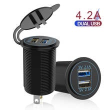 Dual USB Charger 12-24V 2 Port USB for Auto Marine Motorcycle Truck LED Blue Light Socket  5V 4.2A output Power Adapter 2024 - buy cheap