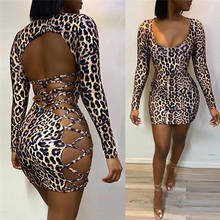 Vestido Bandage con estampado de leopardo para mujer, ceñido minivestido, informal, de manga larga, Sexy 2024 - compra barato