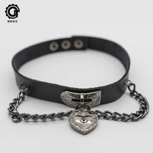 Gothic Punk Choker Necklace Women Pendant Necklace Heart Shape Belt Metal Chains Necklace 2024 - buy cheap