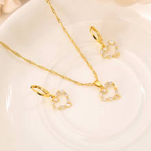 gold cz stone crystal heart pendant Necklace Earring Set ewelry Sets  girls women bridal wedding party mother gifts 2024 - buy cheap