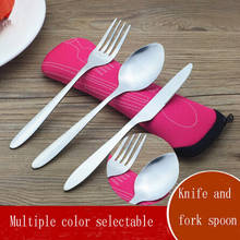 4 Pcs/Set Stainless Steel Fork Spoon Chopsticks Travel Camping Cutlery Tools portable Stainless Steel Ourdoor Tableware 9 Colors 2024 - buy cheap