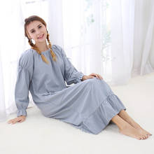 Autumn Nightgown Women Linen Long Sleeve Princess Nightdress Thicken Pockets Plus Size Sleepdress Casual Home Clothing Nighties 2024 - buy cheap