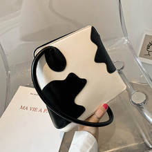 Bolsa de couro de vaca feminina, bolsa de ombro com painéis na moda de 2020, bolsa pequena de mão 2024 - compre barato