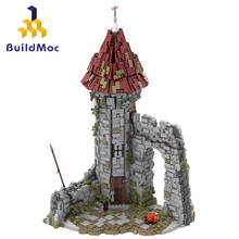 Torre del mago de la ciudad medieval, arquitectura de la ciudad, fortaleza de Castillo de guerra, almas oscuras, Smithy, tiendas japonesas, bloques de construcción de modelos 2024 - compra barato