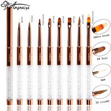 Angnya 9 pçs/set rosa ouro unha arte uv gel escova conjunto caneta unha arte construtor plana pintura de cristal desenho escultura caneta manicure ferramenta 2024 - compre barato