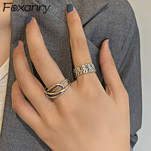 Foxanry INS Fashion 925 Stamp Finger Rings for Women Creative Simple Cross Hollow Geometric Party Jewelry Gifts 2024 - buy cheap