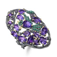 GEM'S BALLET 925 Sterling Silver Handmade Forest Bird Ring 4.97Ct Natural Amethyst Finger Rings for Women Party Fine Jewelry 2024 - buy cheap