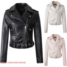 2021 New Fashion Women Smooth Motorcycle Faux Leather Jackets Ladies Long Sleeve Autumn Winter Biker Streetwear Black Coat 2024 - buy cheap