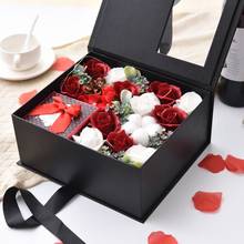 Caja de regalo de rosa roja eterna, caja de regalo de flores artificiales, flor de jabón, boda, Día de San Valentín, regalo de cumpleaños y boda con luz 2024 - compra barato