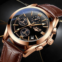 2022 LIGE New Fashion Mens Watches Top Brand Luxury Military Quartz Watch Premium Leather Waterproof Sport Chronograph Watch Men 2024 - buy cheap