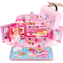 Игрушки для макияжа для детей, роскошная имитация кукольного домика, сумочка, игрушки для девочек, миниатюрная мебель для принцессы, кухни, спальни 2024 - купить недорого