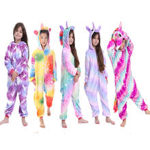 Kigurumi-ropa de dormir para niños y niñas, Pijamas de Unicornio de franela, Pijamas de Unicornio, monos de invierno de animales 2024 - compra barato