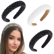 Faixa de cabelo espessada 4cm de largura, tiara feminina com cristais frisados acessórios para o cabelo 2024 - compre barato