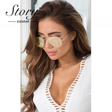 STORY-gafas de sol retro para mujer, anteojos de sol femeninos de diseño de marca, estilo piloto vintage, de color rosa, con espejo dorado, S2122, 2019 2024 - compra barato